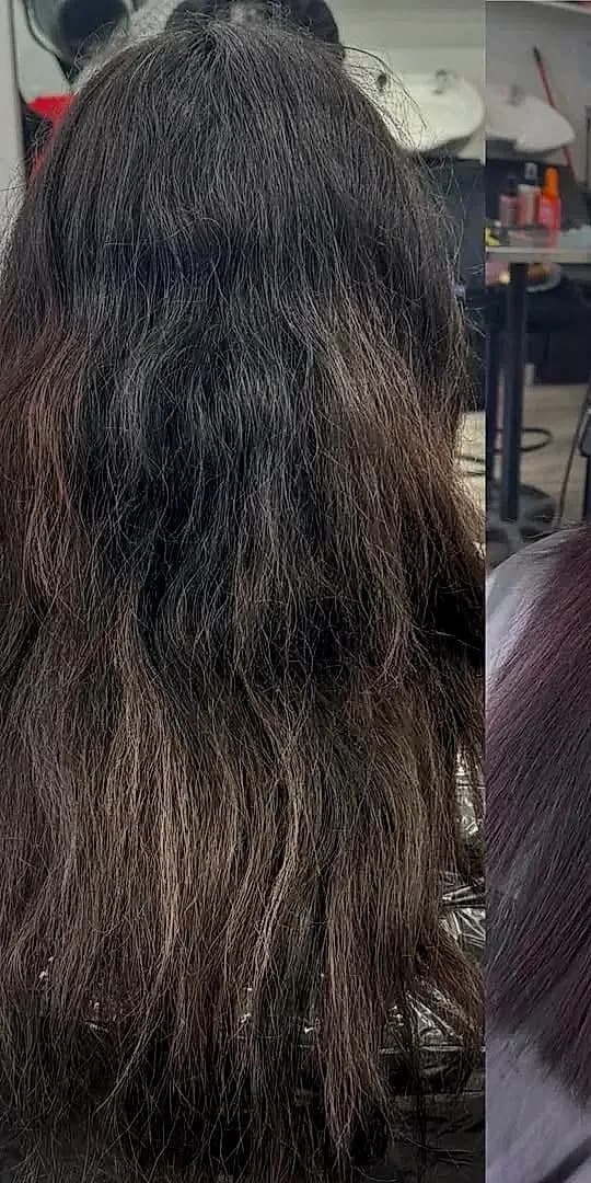 Frizzy unmanageable hair before smoothing treatment