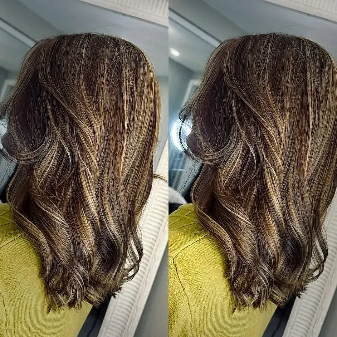 Caramel balayage highlights at Stylin'Chic Pickering
